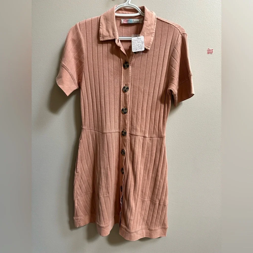 NEW Free People Beach New Afternoon Ribbed 100% Cotton Mini Dress Rose Women’s S